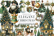 Watercolor Elegant Christmas Clipart, an Illustration by Designworld (Thumbnail 1 of 6)