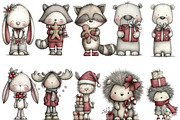 Whimsical Christmas Animals Clipart, an Illustration by DreamArtGraphic (Thumbnail 3 of 4)