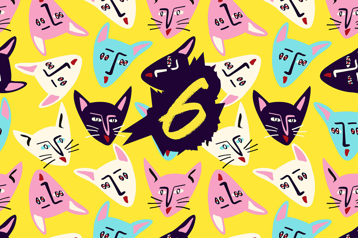 Cartoon Cats Seamless Patterns, a Pattern Graphic by Art's and patterns (Photo 9 of 9)