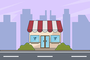 restaurant building landscaped, a Food Illustration by zyxroun shop