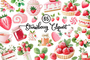 Strawberry Watercolor Clipart Set, an Illustration by CreationArt