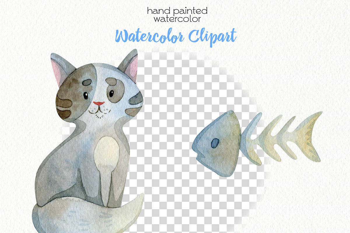 Watercolor Cats ClipArt, an Animal Illustration by OllyKo Art (Photo 6 of 6)