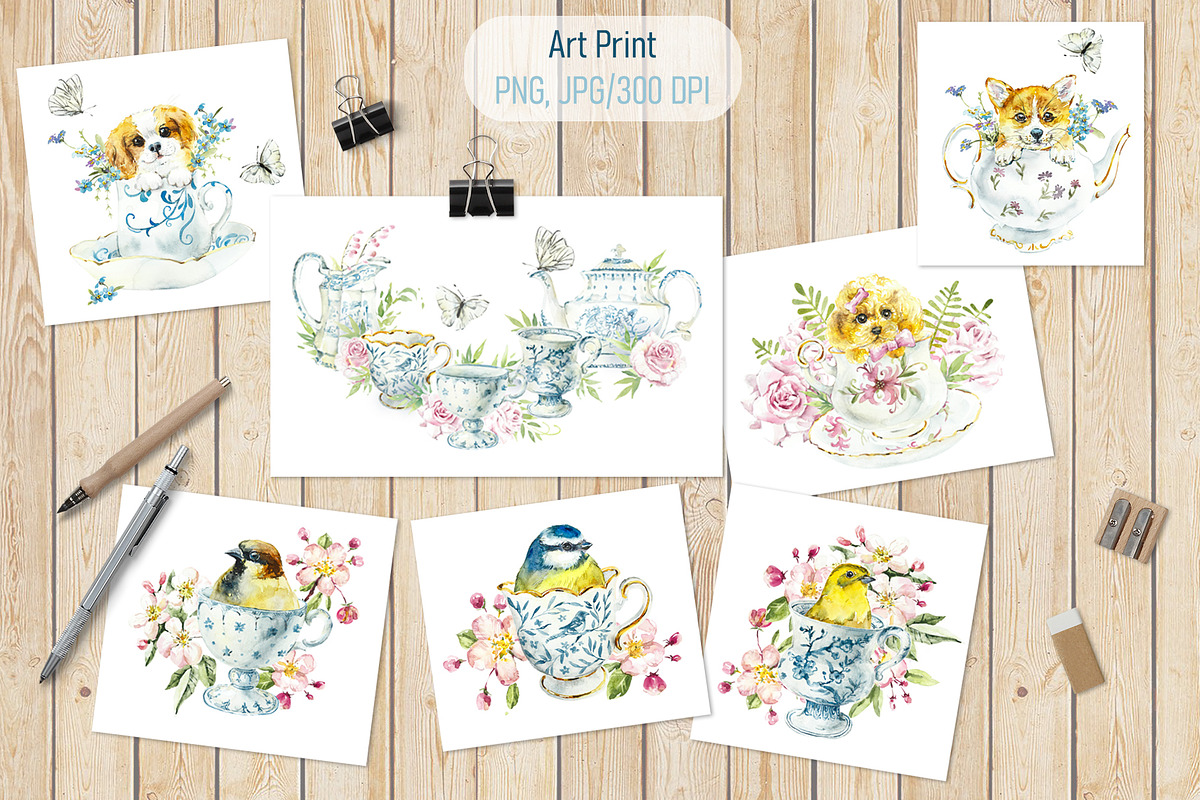 Cute Fluffy Tea Time, an Animal Illustration by Budogoshch (Photo 10 of 15)