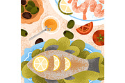 Mediterranean food cards set, a Food Illustration by Good Studio (Thumbnail 6 of 9)