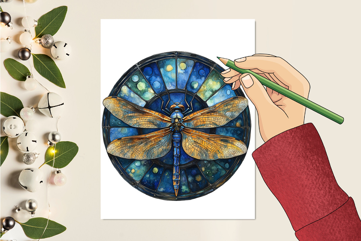 Dragonfly Stained Glass Clipart, an Illustration by RobertsArt (Photo 5 of 7)