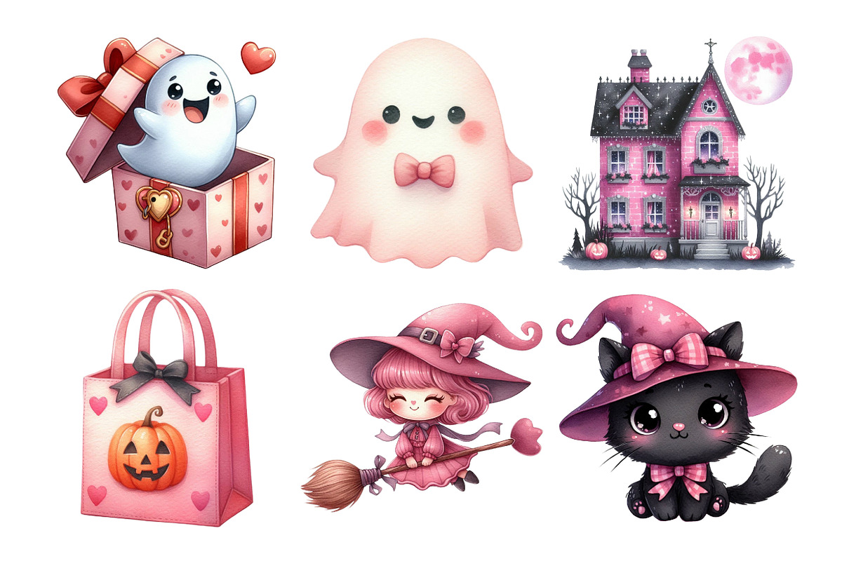 Charm Pink Halloween Clipart Bundle, an Illustration by Daily.Designs (Photo 3 of 5)