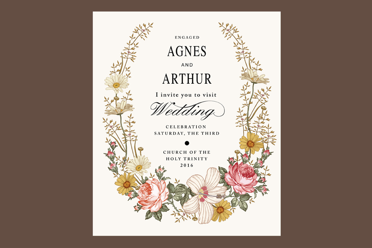 Wedding Roses Card Seamless Flowers, a Decorative Illustration by Vintage