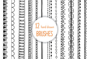 12 DOODLE Hand Drawn AI Brushes