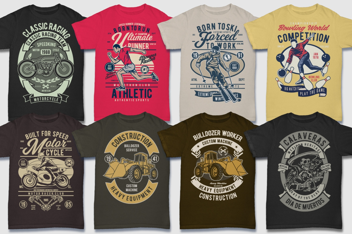 100 Retro Tshirt Designs Bundle #2, a Sport Illustration by roach_graphic (Photo 3 of 14)