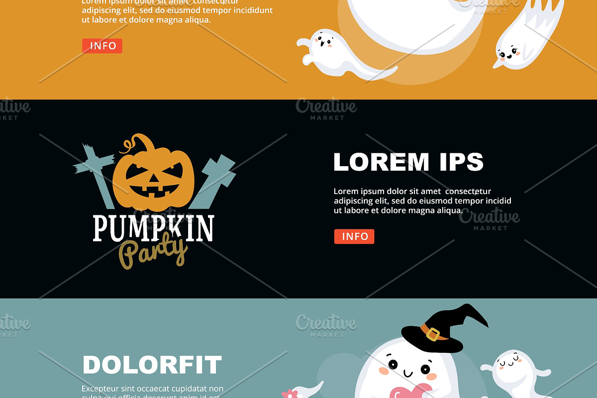 Cute ghosts and pumpkin party, an Object Illustration by Onyx (Photo 2 of 3)