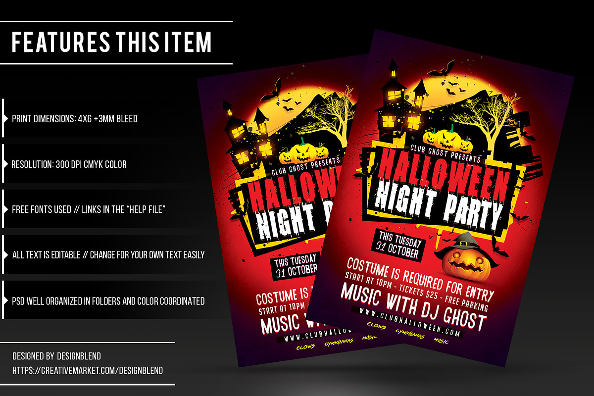 Halloween Night Flyer - Template PSD, a Flyer Template by designblends@gmail.com (Photo 2 of 3)
