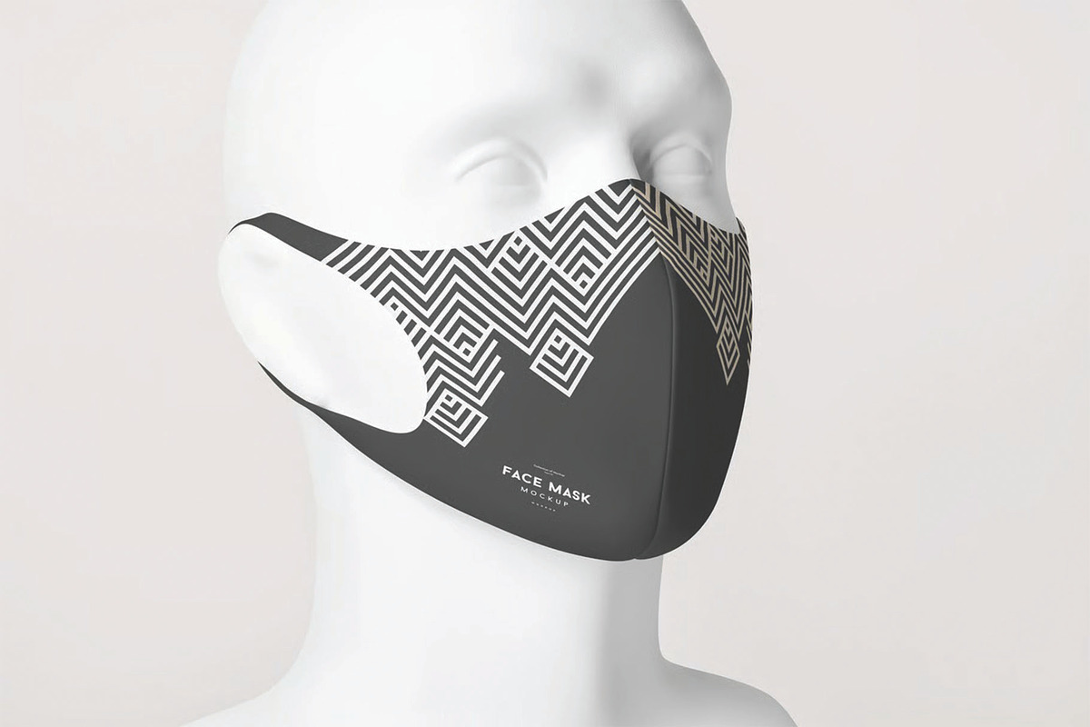Fabric Face Mask Mockup Template, a Mask Mockup by DesignRushMarket (Photo 6 of 12)