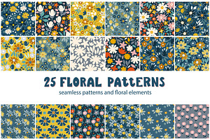 Rustic floral patterns set