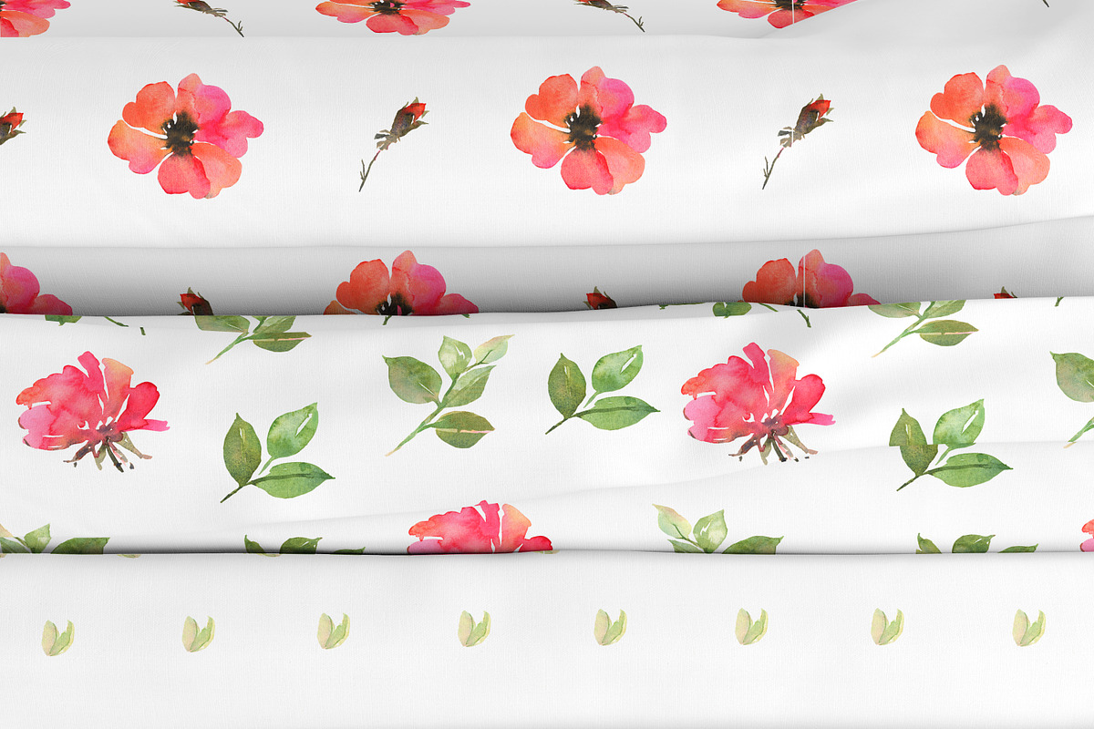 Watercolor flowers seamless patterns, a Pattern Graphic by AnnelyBlooms (Photo 5 of 7)