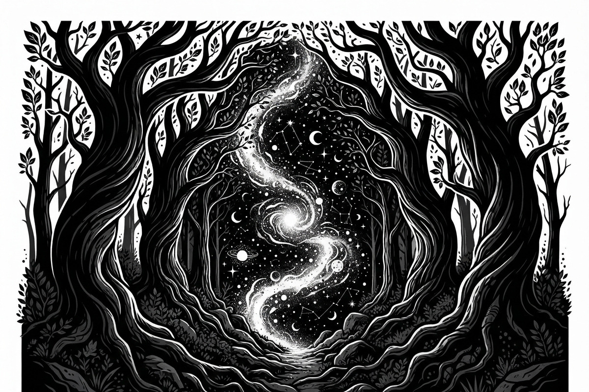50 Mystical Galaxy Forest Silhouette, a Technology Illustration by Amazin_art (Photo 25 of 41)