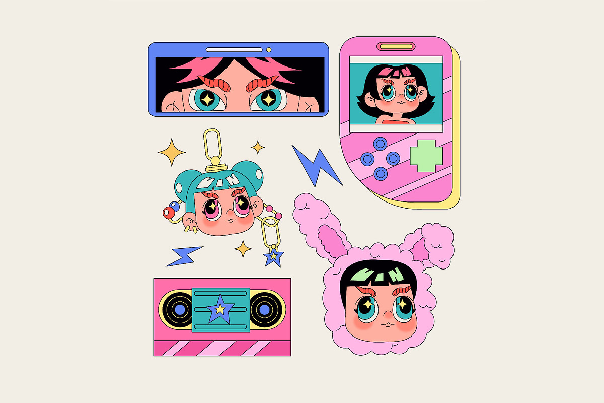 Anime Character Asset Illustration, an Object Illustration by graphicook