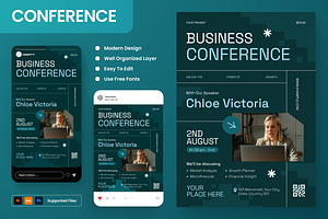 Business Conference Flyer Set, a Flyer Template by Annora Studio