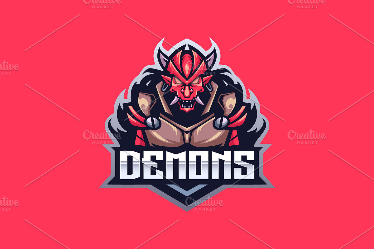 Demon Mascot Esport Logo, a Branding & Logo Template by prps.std (Photo 2 of 3)