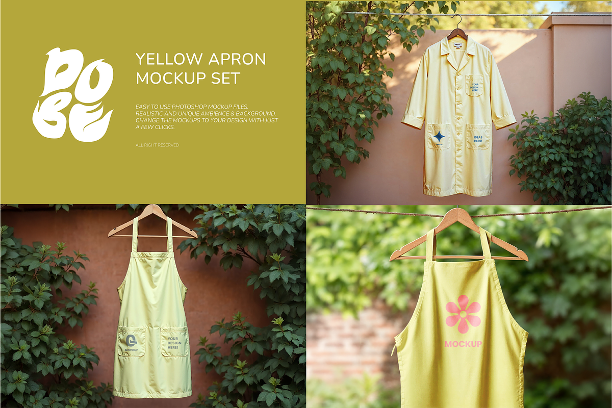 Yellow Apron Mockup Set, a Household Mockup by DOBE Studio (Photo 1 of 10)