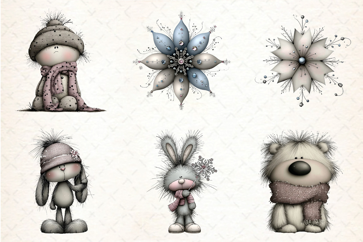 Whimsical Icy Blue Christmas Bundle, an Illustration by DreamCafeArt (Photo 5 of 6)