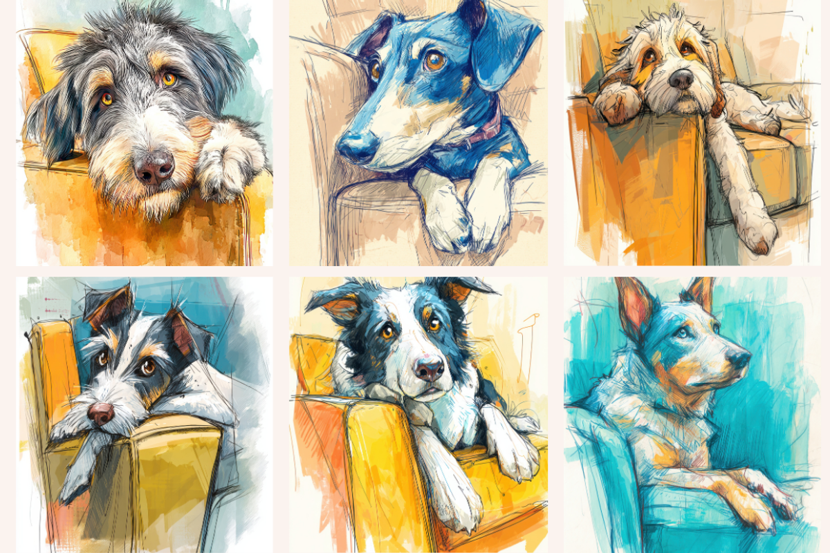 Watercolor Dogs on the Couch, an Animal Illustration by PrintHaven Designs (Photo 3 of 10)