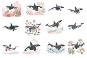 Watercolor Orca Clipart, an Illustration by Designworld (Thumbnail 2 of 5)