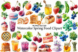 Watercolor Spring Food Clipart, an Illustration by Designworld