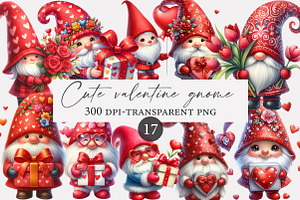 Cute watercolor valentine gnome clip, an Illustration by Designworld