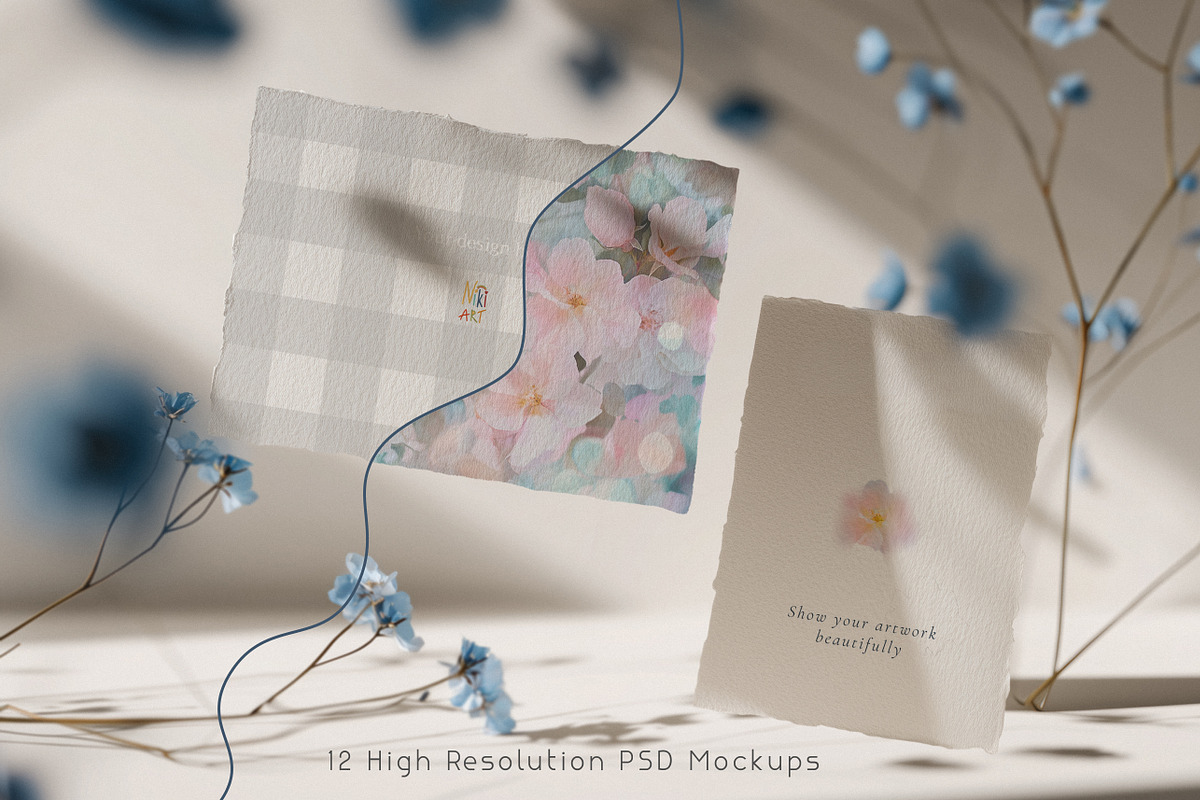 Blue Bloom Paper Mockup Collection, a Product Mockup by NikiArts (Photo 12 of 13)