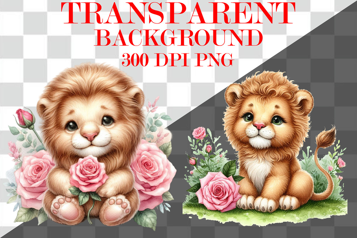 Watercolor Cute Baby Lion Clipart Bu, an Animal Illustration by Craft Nest (Photo 3 of 3)