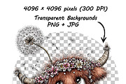 Highland Cow Birthday Animal Clipart, a Graphic by one-touch (Thumbnail 15 of 17)
