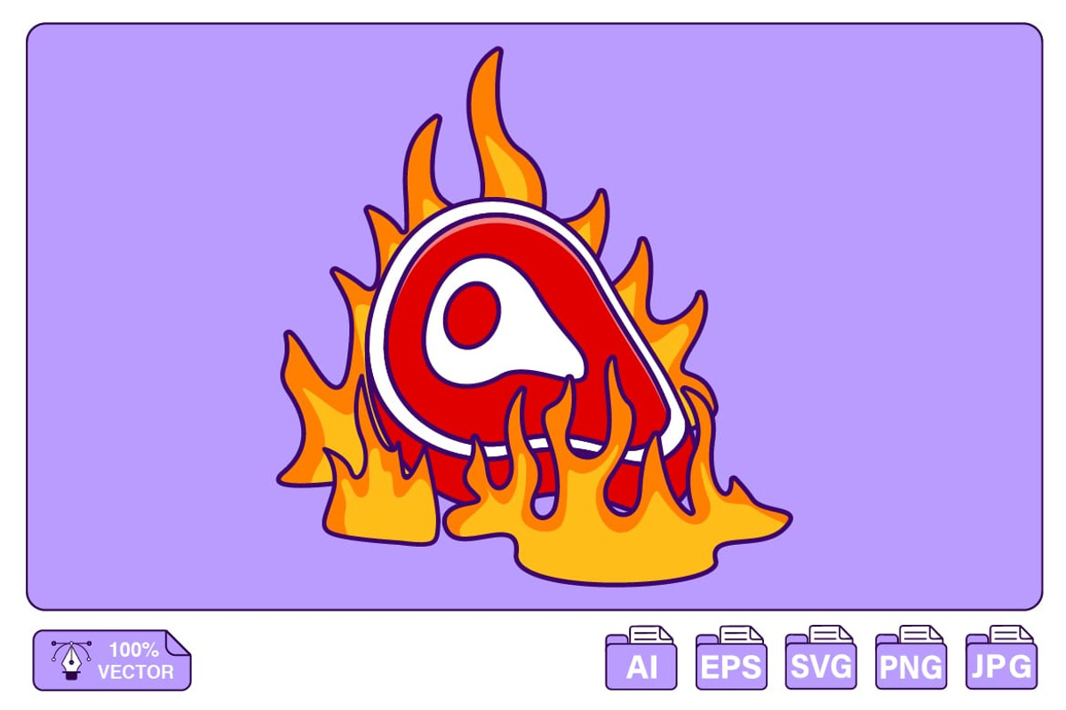 Burning Meat Cartoon Vector, a Food Illustration by Artstorystudio (Photo 1 of 3)