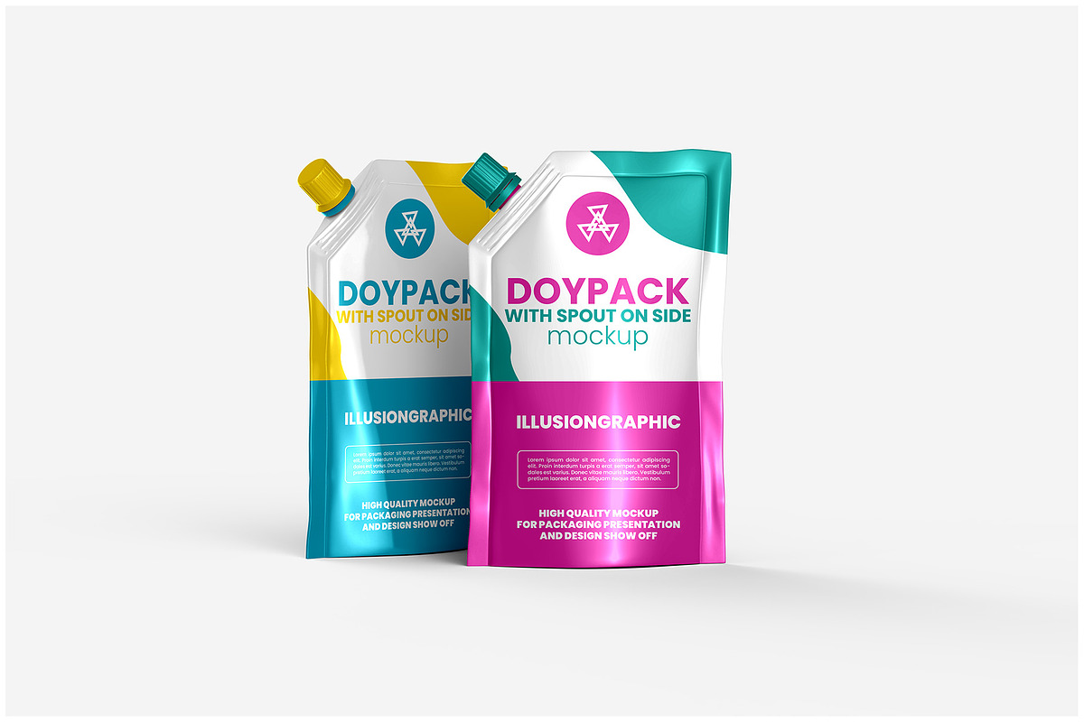 Doypack with Spout on Side Mockup, a Packaging Mockup by Illusiongraphic (Photo 6 of 25)