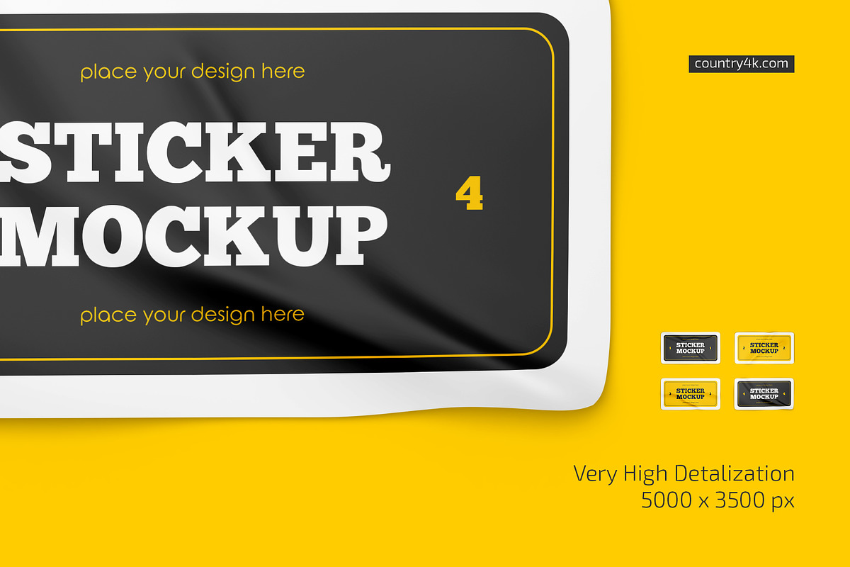 Rectangular Stickers Mockup Set, an Advertising Mockup by Country4k (Photo 3 of 4)