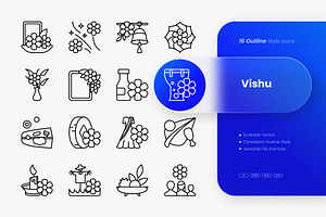 Vishu Outline Icons, an Outline Icon by cidcud_graphic