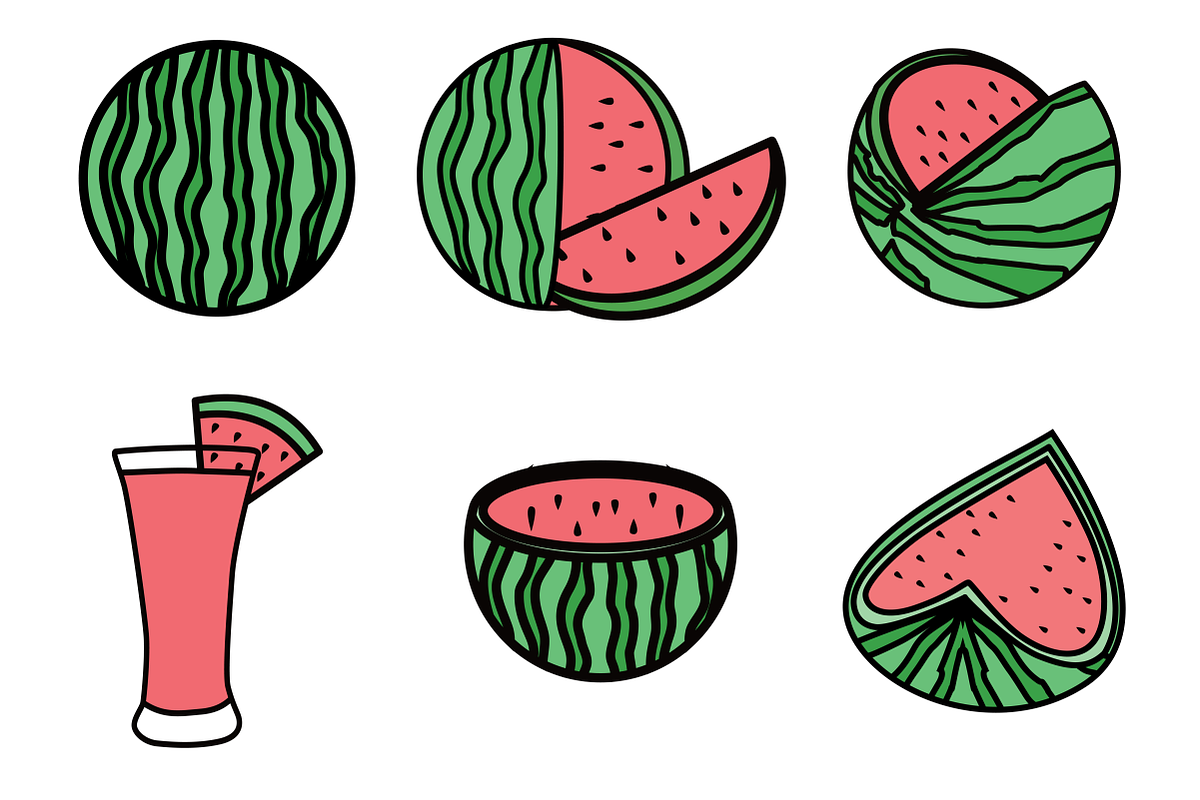 Watermelon Fruit Illustration Set, a Food Illustration by KiddoGlyphs Studio (Photo 3 of 4)
