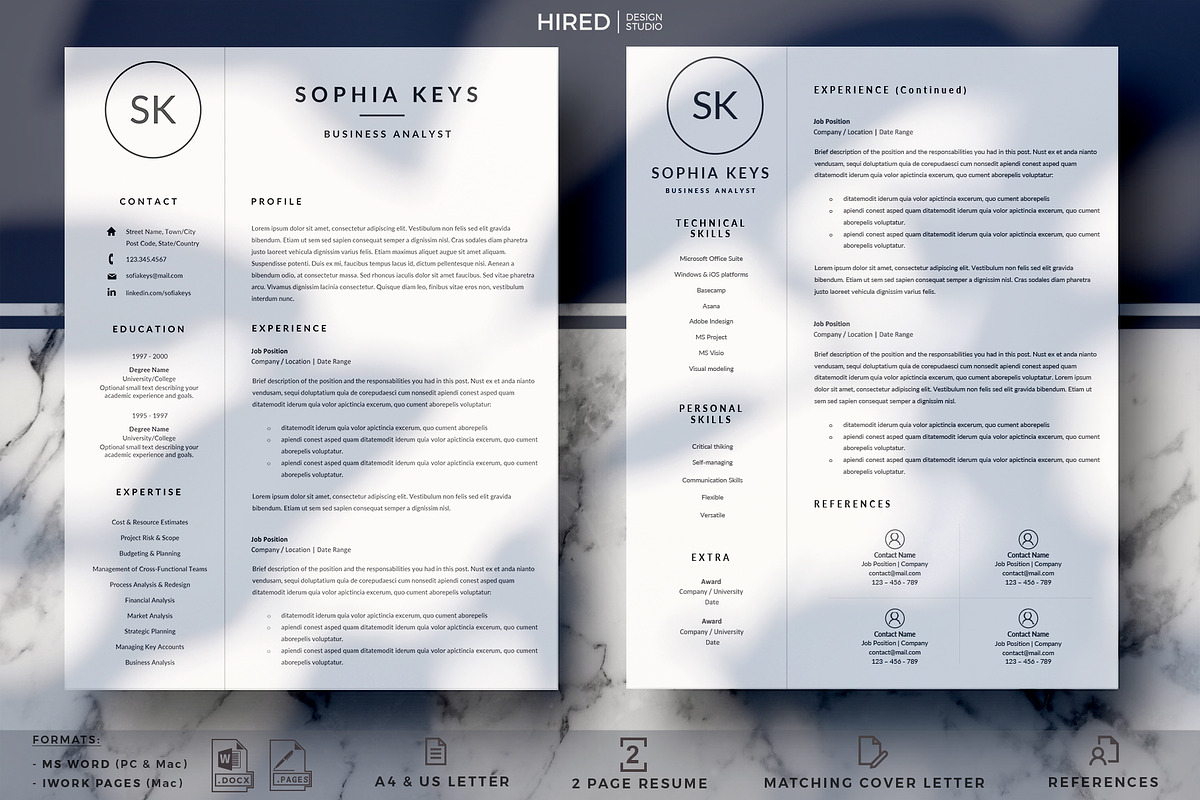 Minimalist CV Resume + Cover Letter, a Resume Template by HIRED Design Studio (Photo 2 of 10)
