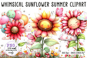 Whimsical Sunflower Summer Clipart, an Illustration by CreationArt (Thumbnail 1 of 7)