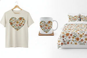 Floral Heart Mug Design with Vintage, a Person Illustration by Gfx_Store