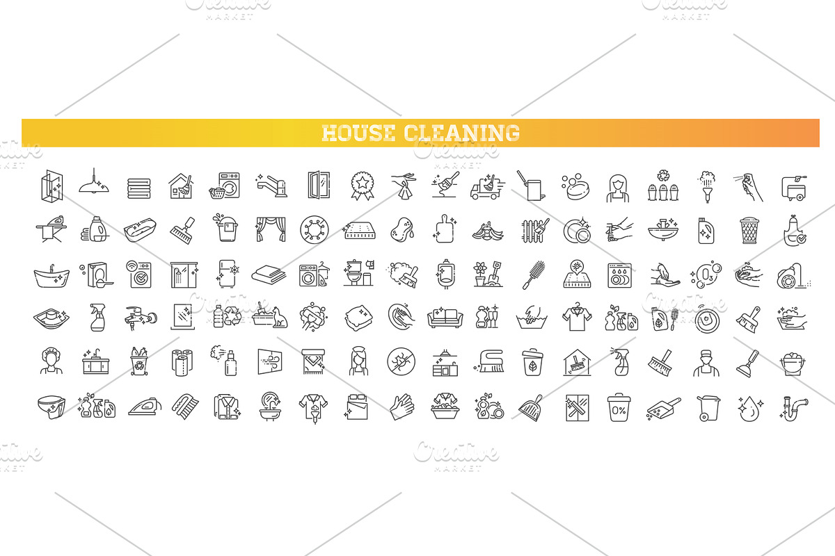 Home cleaning icons, an Icon by Tettygreen