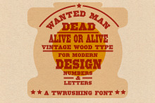WANTED MAN VINTAGE WOODTYPE