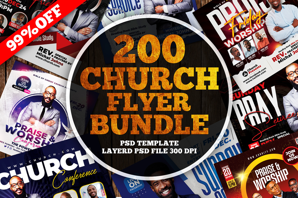 New-200 Church Flyers Bundle, a Flyer Template by AfzaalGraphics (Photo 1 of 41)