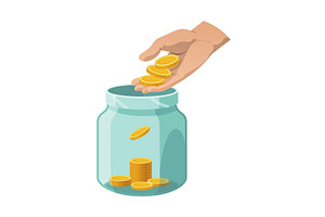 Investing bottle money, icon, a Finance Illustration by Things for designers