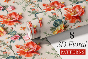 3D Floral Seamless Patterns