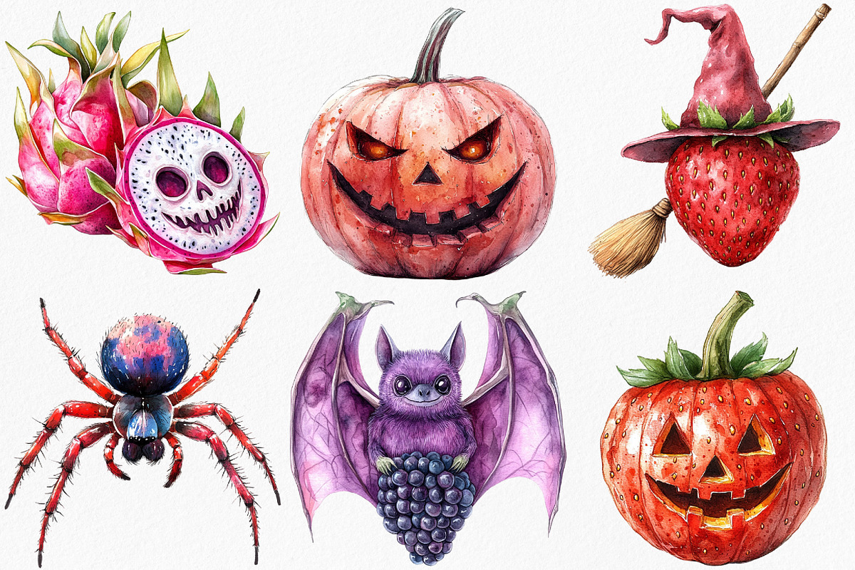 Halloween Fruit Mash-Up Clipart, an Illustration by Canvas Craft (Photo 2 of 7)