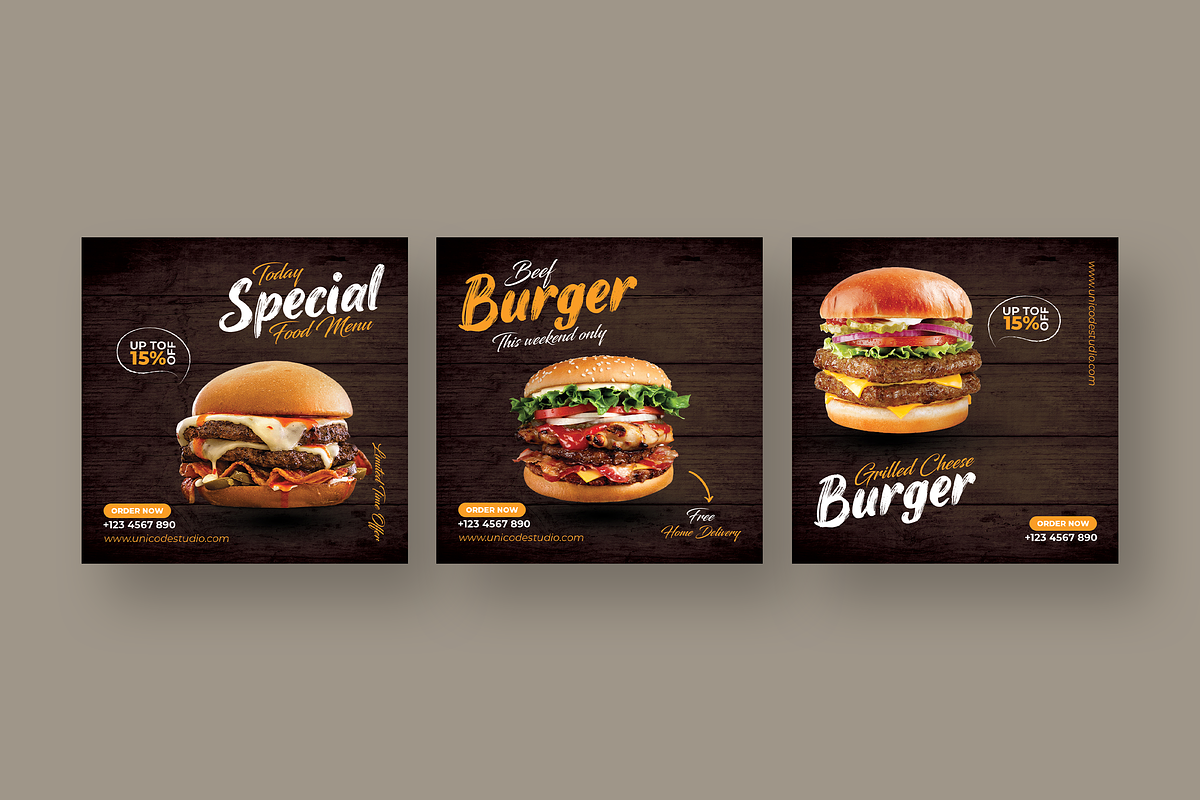 Burger - Instagram Post Template, a Social Media Template by UnicodeID (Photo 4 of 4)