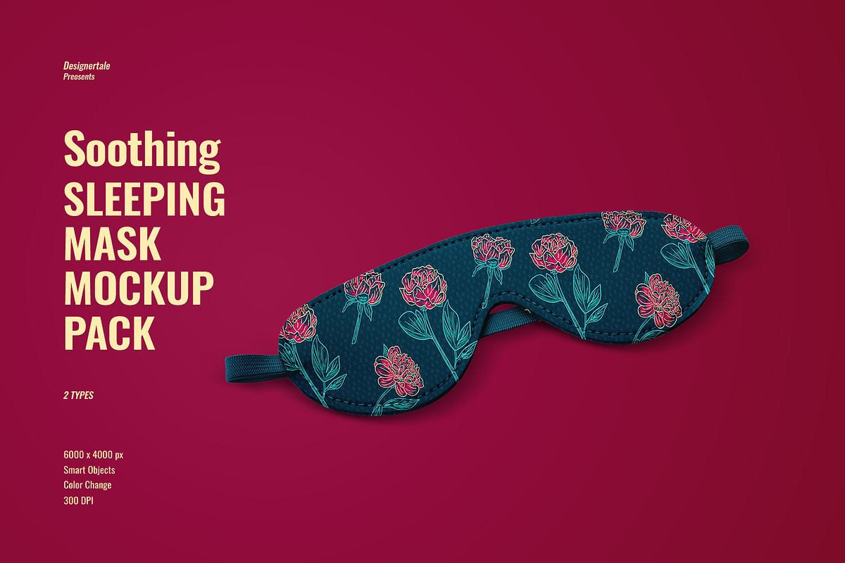 Soothing Sleeping Mask Mockup Set, an Advertising Mockup by Designertale (Photo 1 of 6)