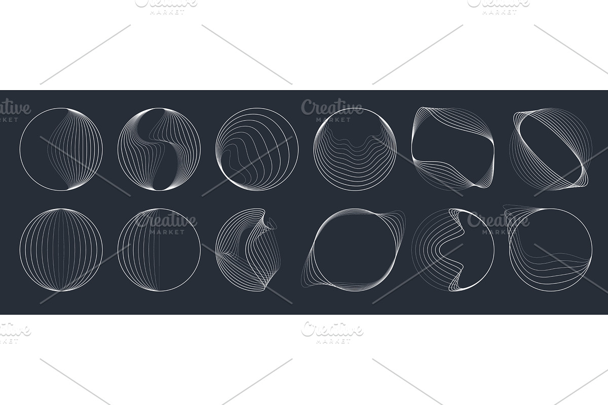 Line round spiral wave shapes swirls, a Decorative Illustration by Buch&Bee