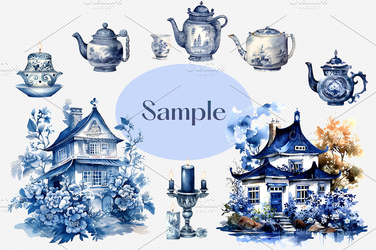 Watercolor Chinoiserie 2 Clipart, a Decorative Illustration by clipartconnection (Photo 2 of 3)