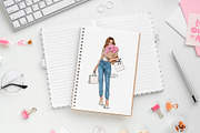 Fashion Girl Pink Flowers, a Person Illustration by BigArtLab (Thumbnail 4 of 4)
